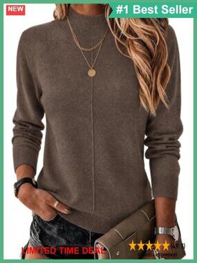 Wool Blend Mock Neck Sweater Business Casual Long Sleeve Pullover